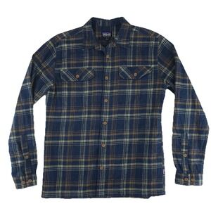 Patagonia Organic Cotton Flannel Button Up Shirt Mens Medium Blue